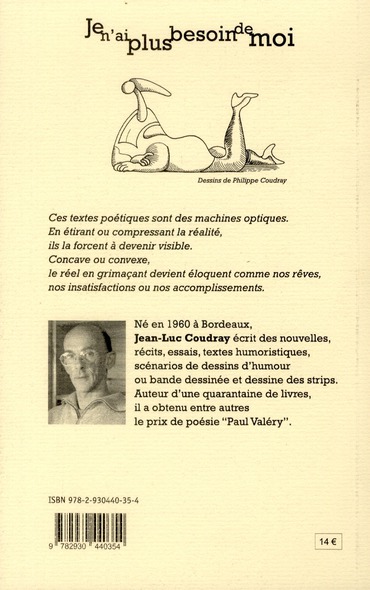 Quatrième de couverture de « JE N'AI PLUS BESOIN DE MOI »