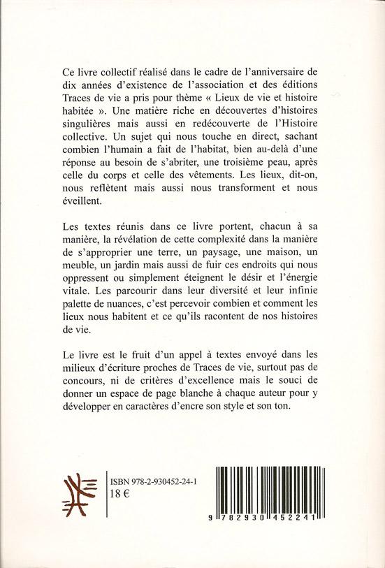 Quatrième de couverture de « LIEUX DE VIE ET HISTOIRE HABITEE »