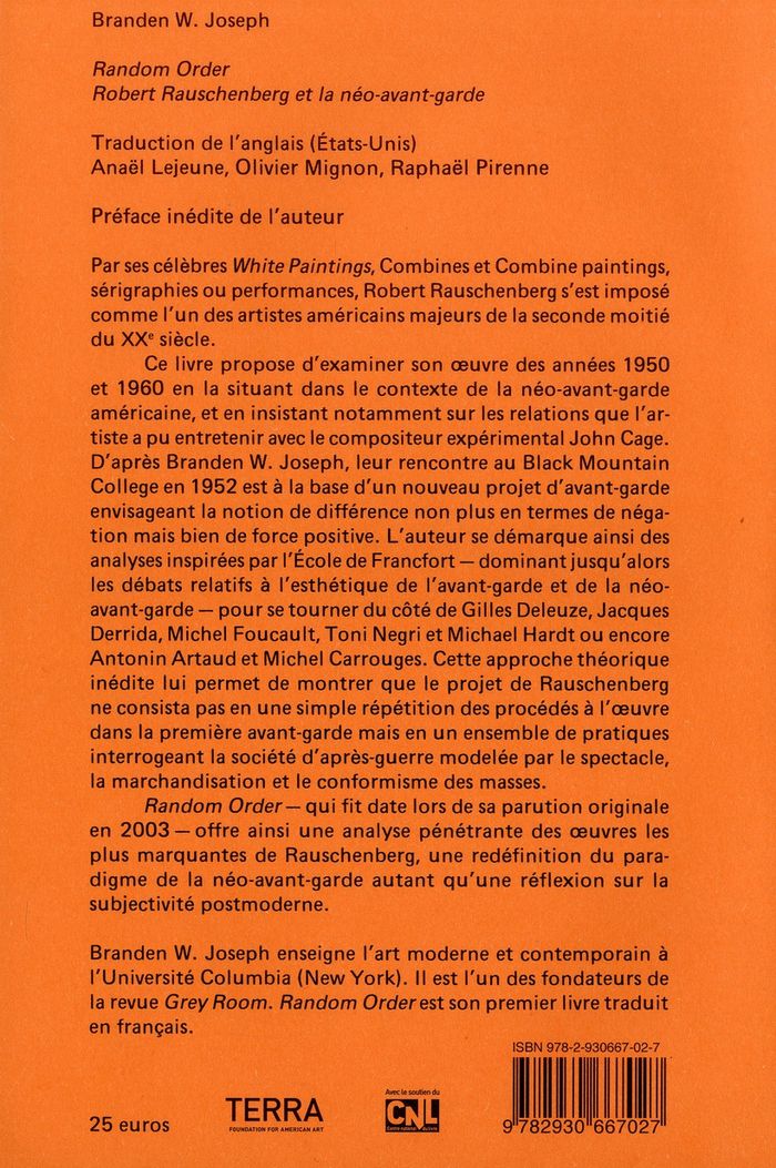 Quatrième de couverture de « RANDOM ORDER - ROBERT RAUSCHENBERG ET LA NEO-AVANT-GARDE »