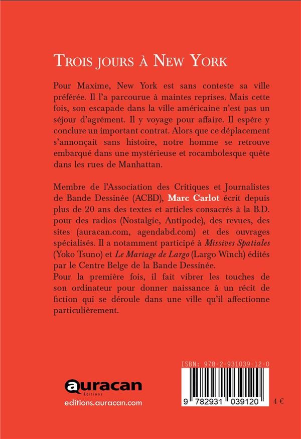 Quatrième de couverture de « TROIS JOURS A NEW YORK »