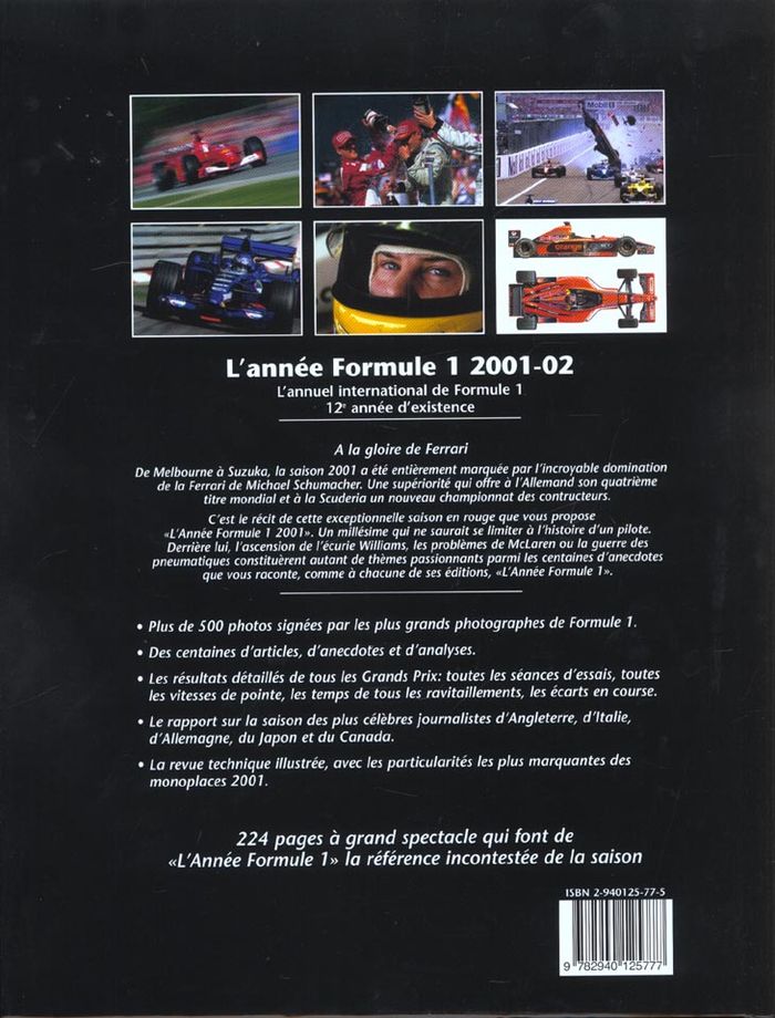Quatrième de couverture de « ANNEE FORMULE 1 2001-2002 »
