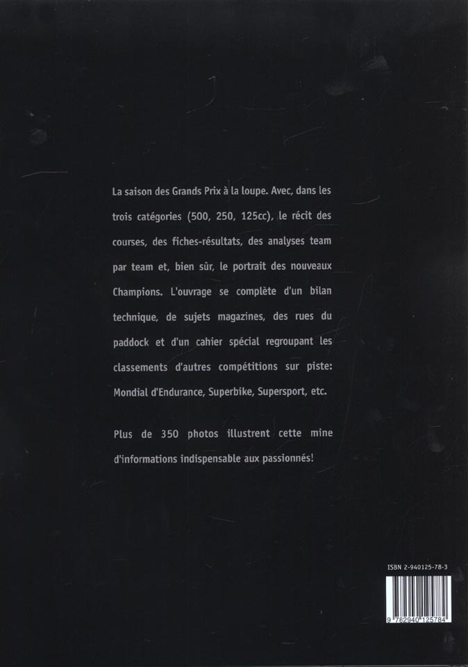 Quatrième de couverture de « ANNEE GRANDS PRIX MOTO 2001-2002 »