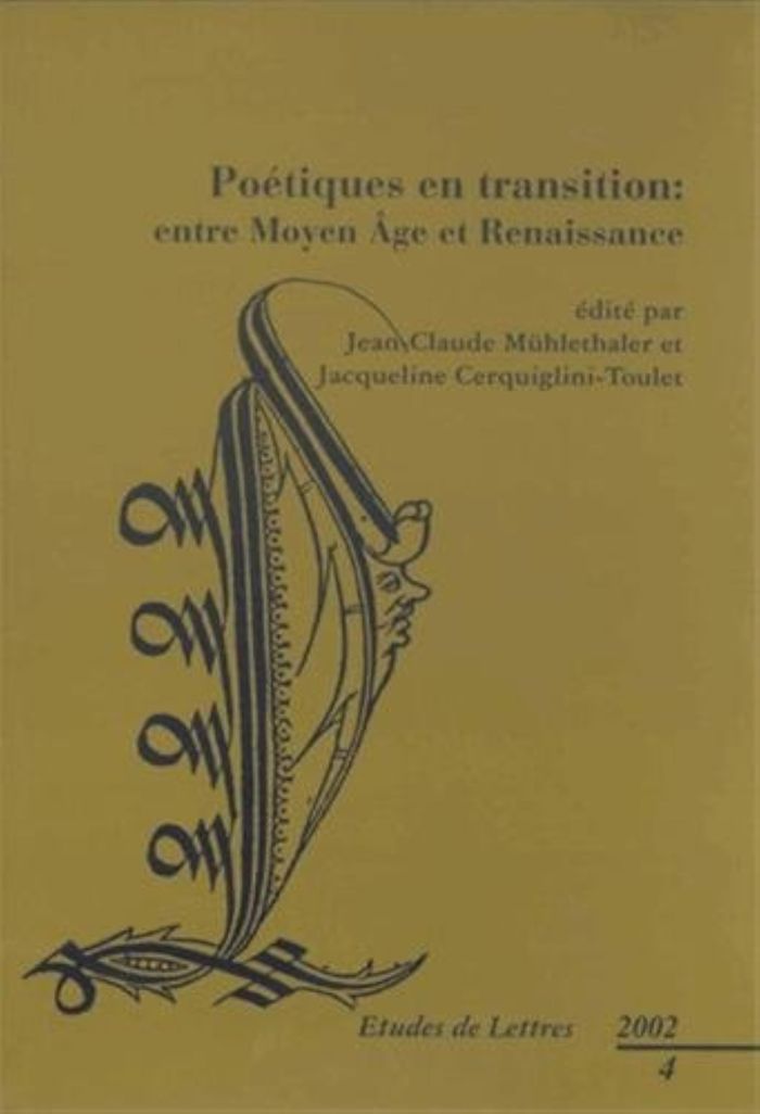 Couverture du livre « ETUDES DE LETTRES, N  263/12-2002 - POETIQUES EN TRANSITION: ENTRE MOYEN-AGE ET RENAISSANCE » de J-C. Muhlethaler, librairie Les Contes Infusés à Corte