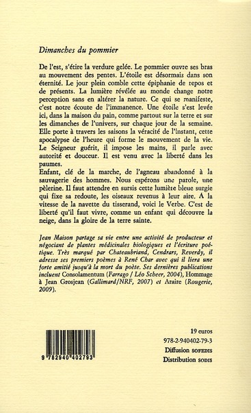 Quatrième de couverture de « LE PREMIER JOUR DE LA SEMAINE »