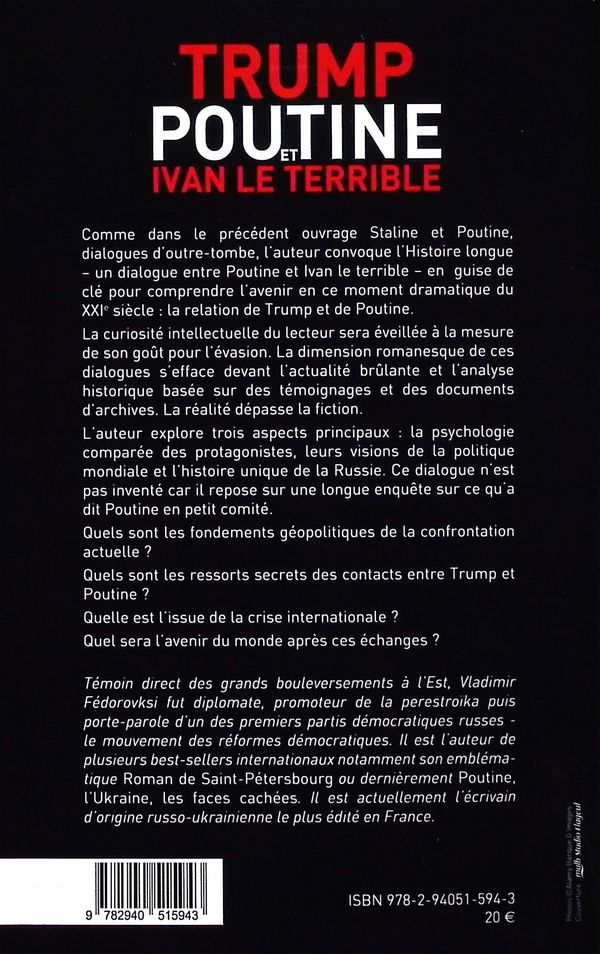Quatrième de couverture de « Trump, Poutine et Ivan le Terrible : dialogue avec l'histoire »