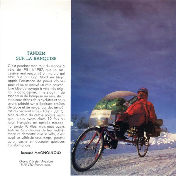 Quatrième de couverture de « TANDEM SUR LA BANQUISE - PARIS-NORDKAPP EN HIVER A VELO COUCHE »