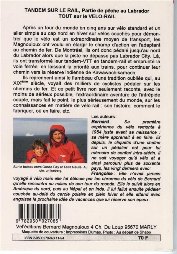 Quatrième de couverture de « TANDEM SUR LE RAIL - PARTIE DE PECHE AU LABRADOR »