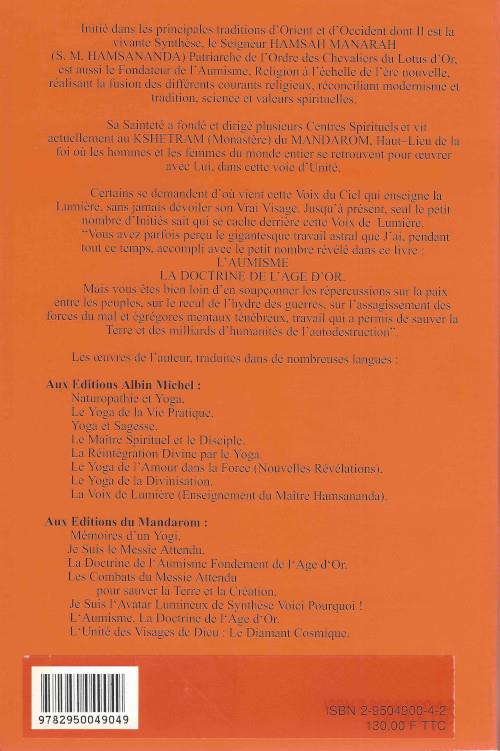 Quatrième de couverture de « L'AUMISME, LA DOCTRINE DE L'AGE D'OR »