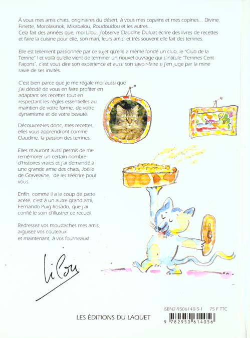 Quatrième de couverture de « LES TERRINES DE LILOU POUR LES AMOUREUX DES CHATS »