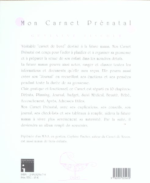 Quatrième de couverture de « MON CARNET PRENATAL - GD »