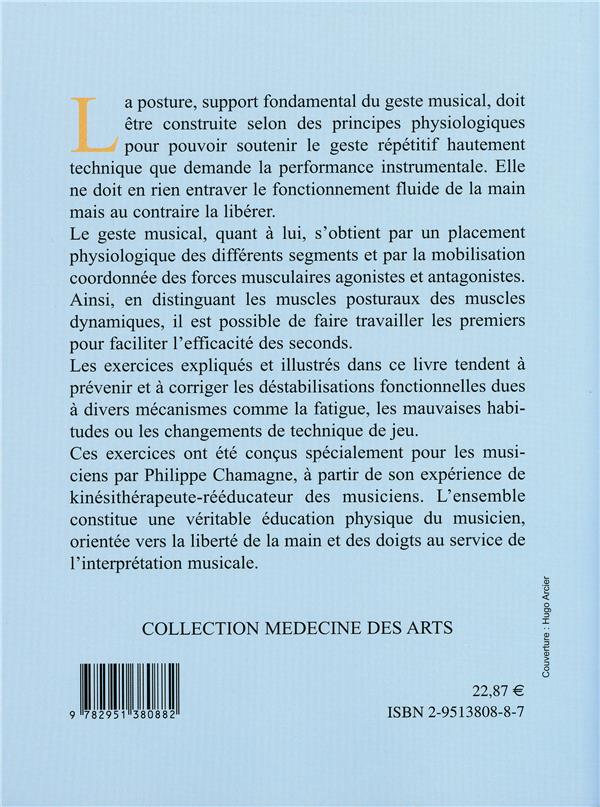 Quatrième de couverture de « EDUCATION PHYSIQUE PREVENTIVE POUR LES MUSICIENS »
