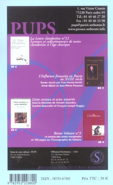 Quatrième de couverture de « REVUE DIX-HUITIEME SIECLE, N. 36 (2004) FEMMES DES LUMIERES »