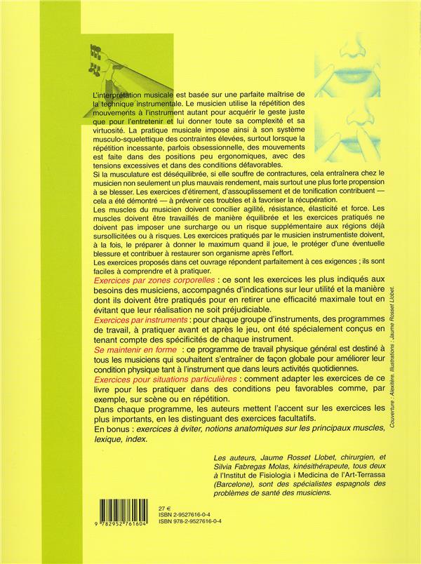 Quatrième de couverture de « L'ENTRAINEMENT PHYSIQUE DU MUSICIEN »