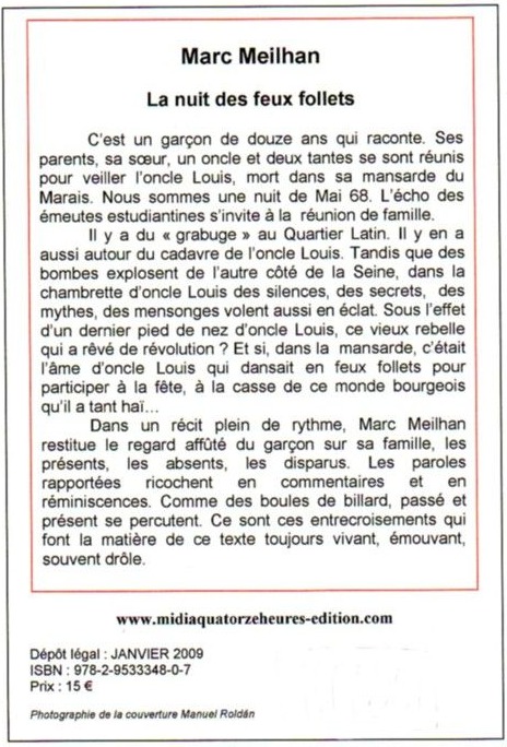 Quatrième de couverture de « LA NUIT DES FEUX FOLLETS »