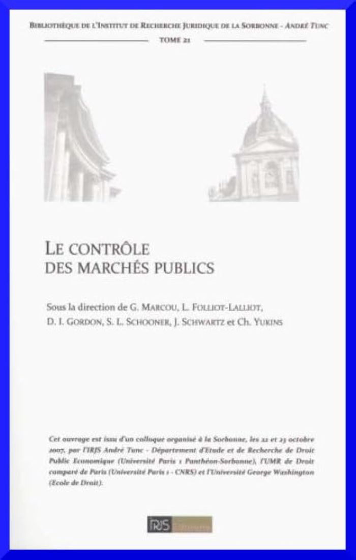 Couverture du livre « LE CONTROLE DES MARCHES PUBLICS » de Marcou, L. ... G., librairie Les Contes Infusés à Corte