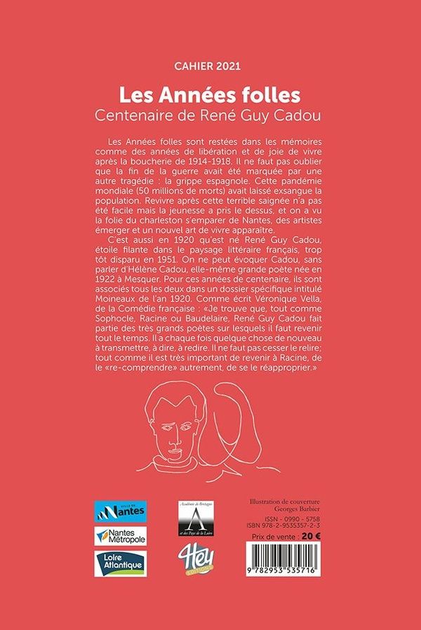 Quatrième de couverture de « LES ANNEES FOLLES - CAHIER 2021 DE L'ACADEMIE LITTERAIRE DE BRETAGNE ET DES PAYS DE LA LOIRE »
