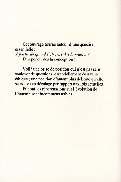 Quatrième de couverture de « HUMAIN : L'ESSENCE ET LA LOI »