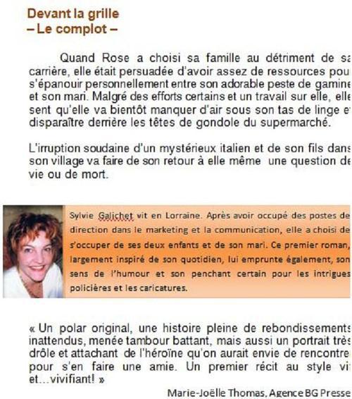 Quatrième de couverture de « DEVANT LA GRILLE - LE COMPLOT »