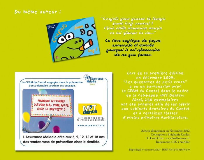 Couverture du livre « LES QUENOTTES DE PETIT CROCO », librairie Les Contes Infusés à Corte
