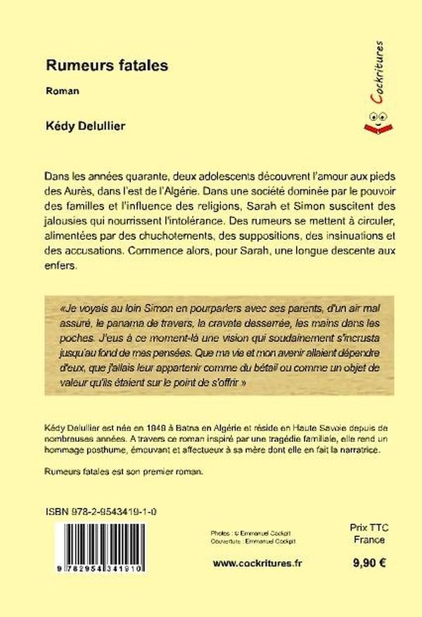 Quatrième de couverture de « RUMEURS FATALES »