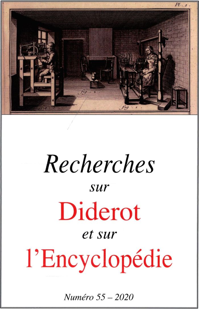 Couverture du livre « REVUE RECHERCHES SUR DIDEROT ET SUR L ENCYCLOPEDIE 55 -2020 », librairie Les Contes Infusés à Corte