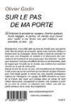 Quatrième de couverture de « SUR LE PAS DE MA PORTE »