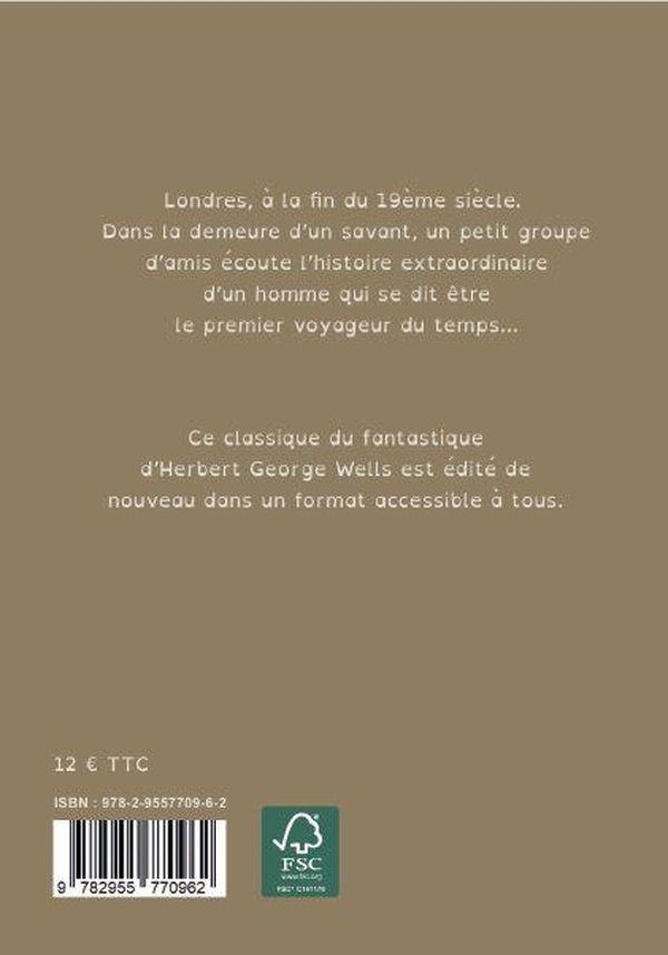 Quatrième de couverture de « La machine à explorer le temps »
