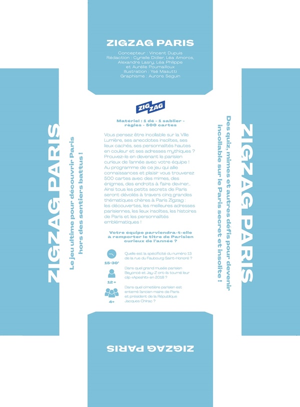 Quatrième de couverture de « ZIGZAG PARIS LE JEU »