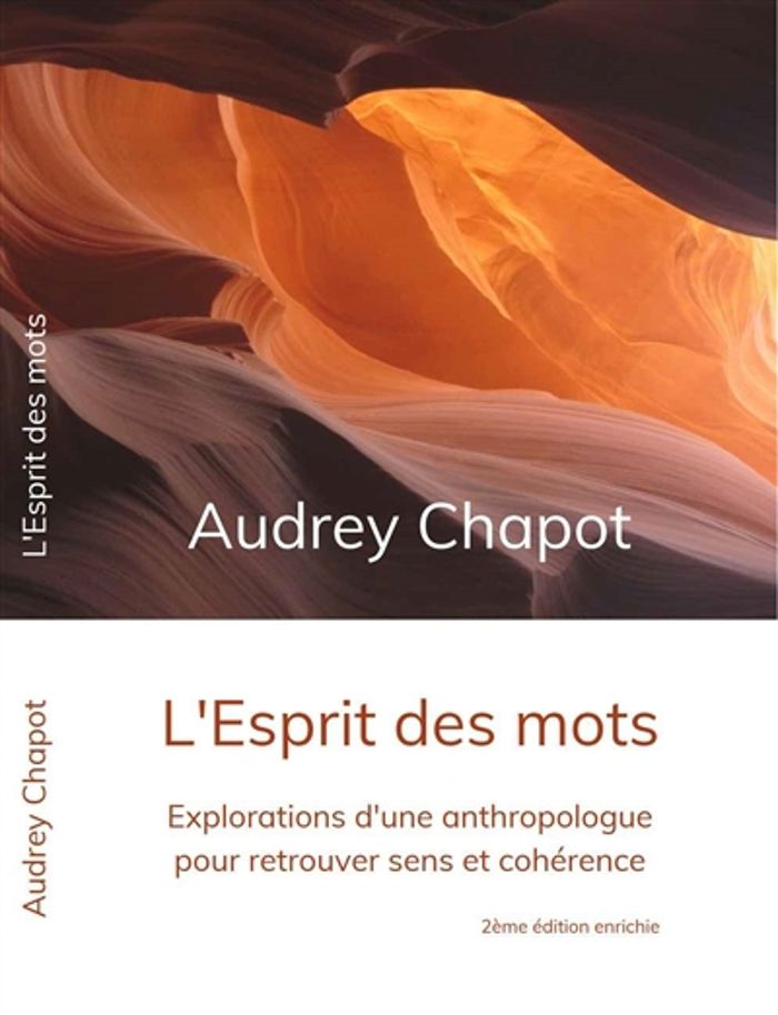 Couverture du livre « L'ESPRIT DES MOTS - EXPLORATIONS D'UNE ANTHROPOLOGUE POUR RETROUVER SENS ET COHERENCE » de Audrey Chapot, librairie Les Contes Infusés à Corte