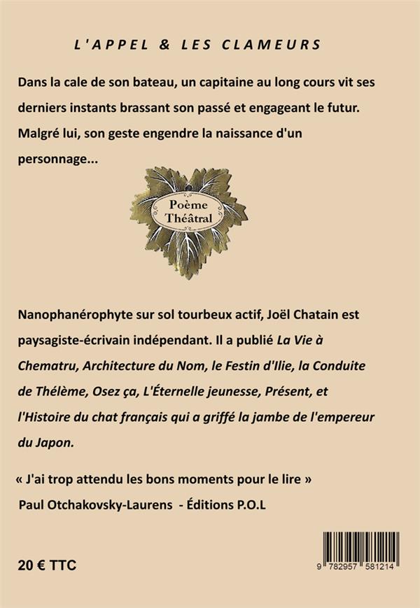 Quatrième de couverture de « L'APPEL ET LES CLAMEURS »