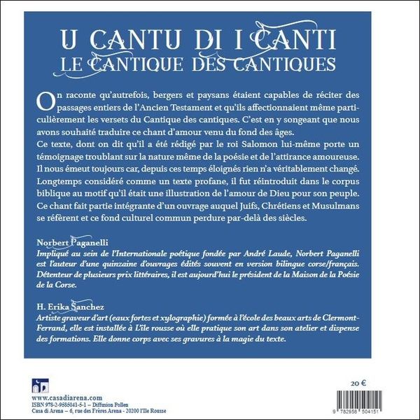 Quatrième de couverture de « LE CANTIQUE DES CANTIQUES - U CANTU DI I CANTI »