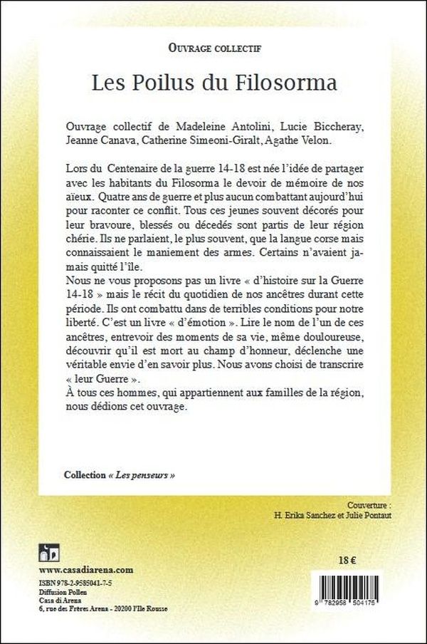 Quatrième de couverture de « Les poilus du Filosorma : 1914-1918 »