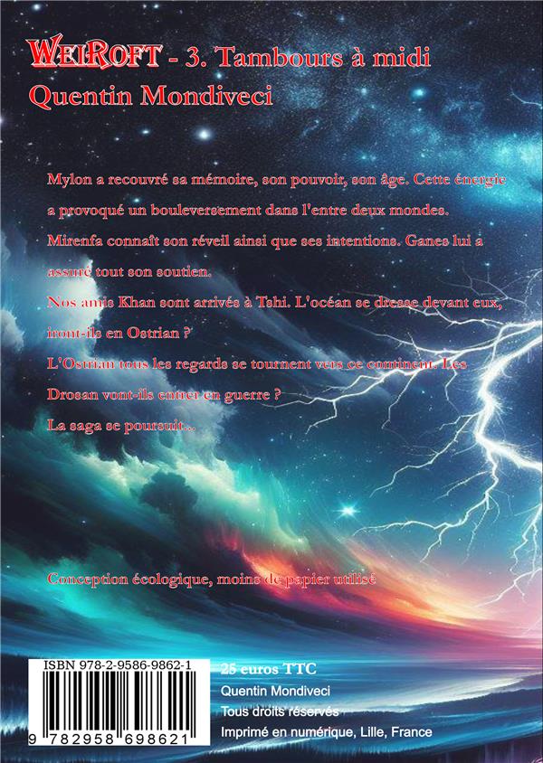 Quatrième de couverture de « WEIROFT - 3. TAMBOURS A MIDI »