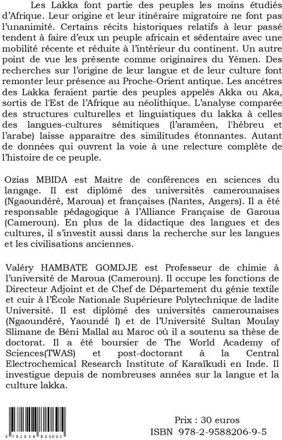 Quatrième de couverture de « Lakka est leur nom : aux origines sémitiques d'un peuple d'Afrique »