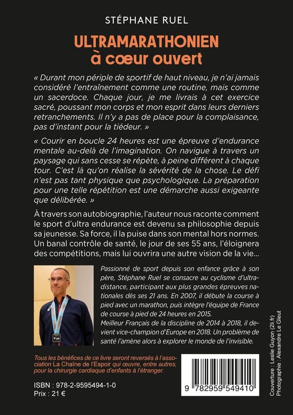Quatrième de couverture de « STEPHANE RUEL ULTRA-MARATHONIEN A COEUR OUVERT - ILLUSTRATIONS, COULEUR »