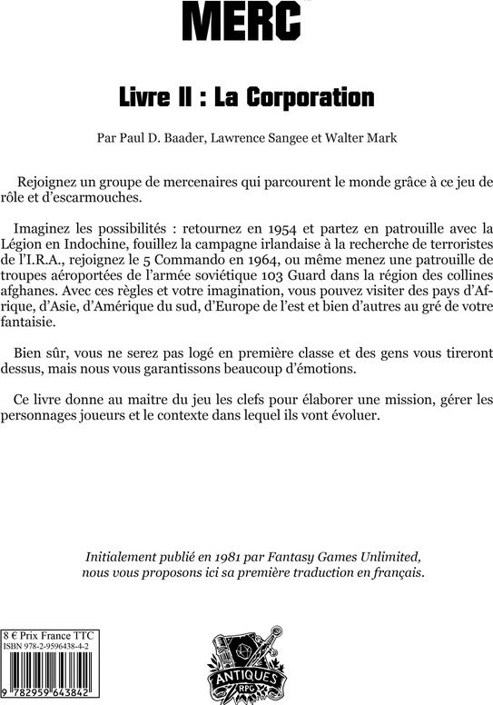 Quatrième de couverture de « MERC LIVRE II - LA CORPORATION »