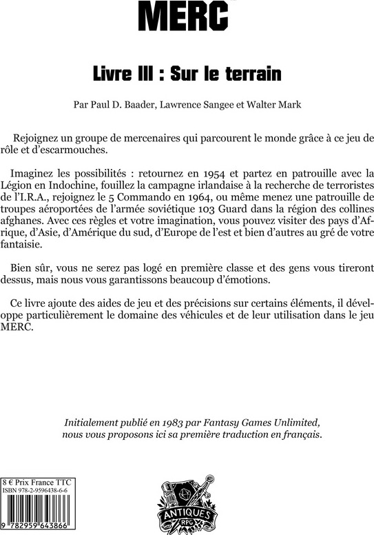 Quatrième de couverture de « MERC LIVRE III - SUR LE TERRAIN »