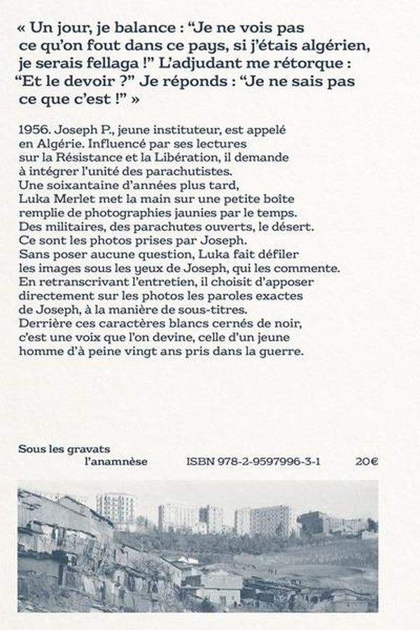 Quatrième de couverture de « Décorations : Entretien avec Joseph P. »