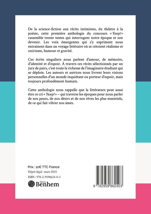 Quatrième de couverture de « Yawp ! : écrire le futur »