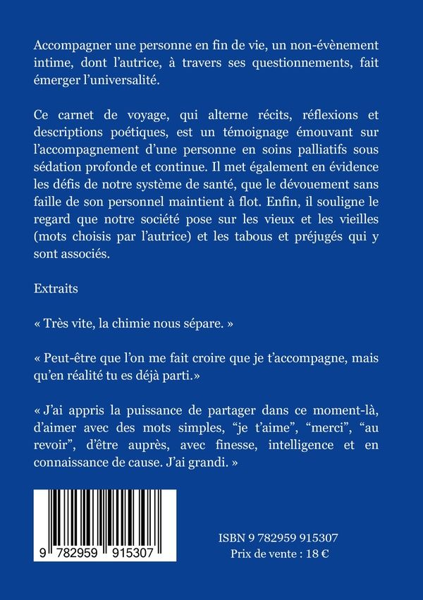 Quatrième de couverture de « Le passage : carnet de voyage sous sédation profonde et continue »