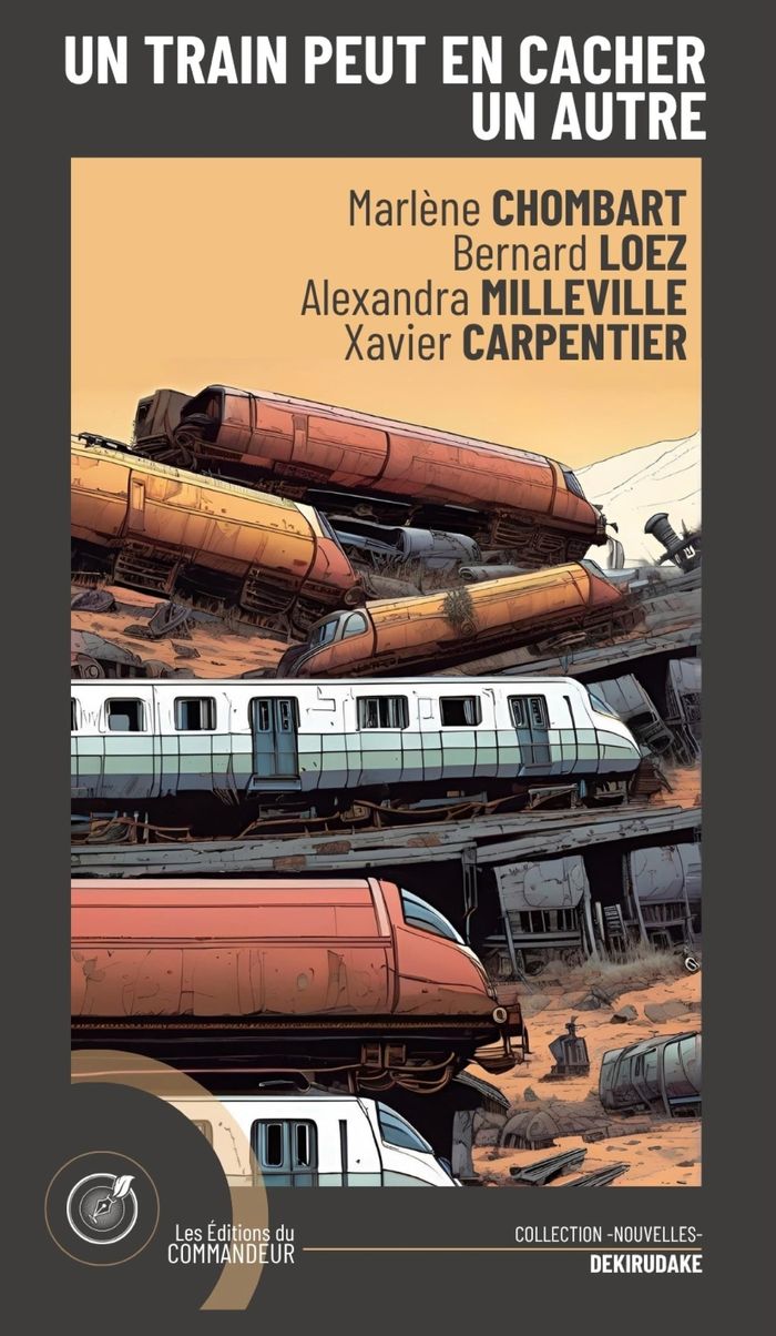 Couverture du livre « Un train peut en cacher un autre : nouvelles » de Marlène Chombart, librairie Les Contes Infusés à Corte