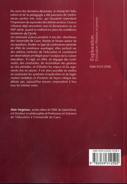 Quatrième de couverture de « GRANDES CONTROVERSES EN EDUCATION »