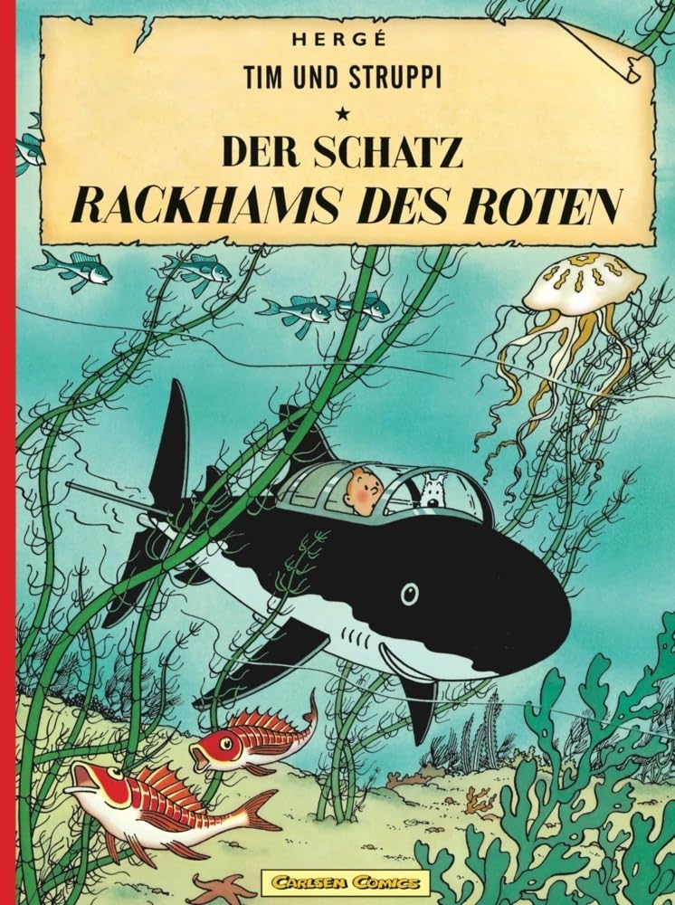 Couverture du livre « LE TRESOR DE RACKHAM LE ROUGE (CARLSEN) » de Herge, librairie Les Contes Infusés à Corte