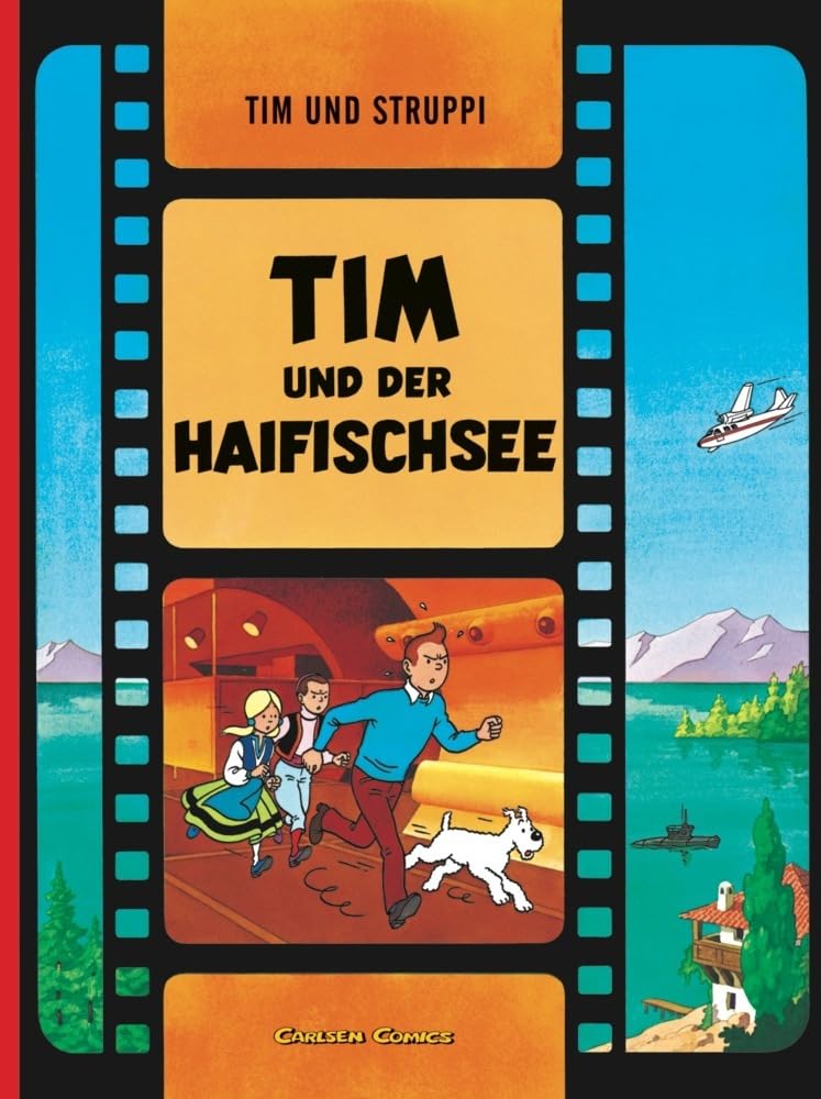 Couverture du livre « TINTIN ET LE LAC AUX REQUINS (CARLSEN) » de Herge, librairie Les Contes Infusés à Corte