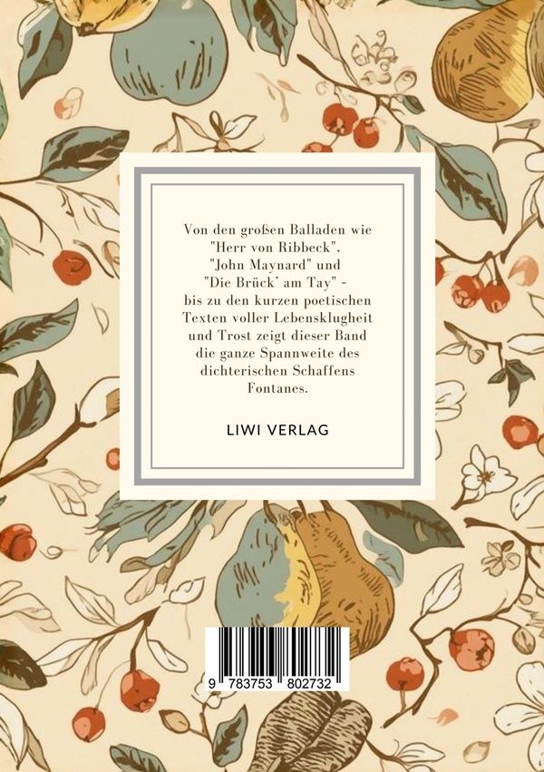 Quatrième de couverture de « THEODOR FONTANE: GEDICHTE. VOLLSTANDIGE NEUAUSGABE - NACH DER AUSGABE LETZTER HAND 1898 »