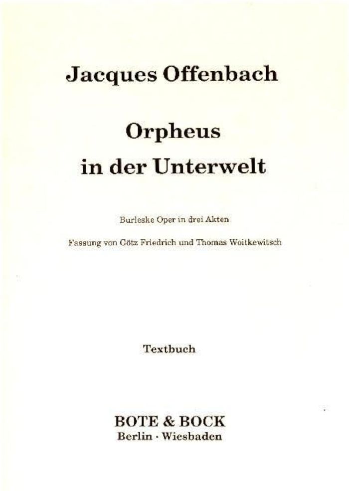 Couverture du livre « ORPHEE AUX ENFERS - OPERA-BOUFFON. LIVRET. » de Jacques Offenbach, librairie Les Contes Infusés à Corte