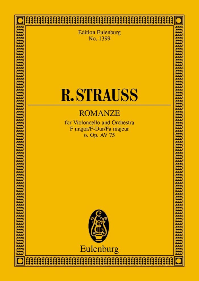 Couverture du livre « EULENBURG MINIATURE SCORES - ROMANZE FA MAJEUR - O. OP. AV. 75. CELLO AND ORCHESTRA. PARTITION D'ETU » de Richard Strauss, librairie Les Contes Infusés à Corte