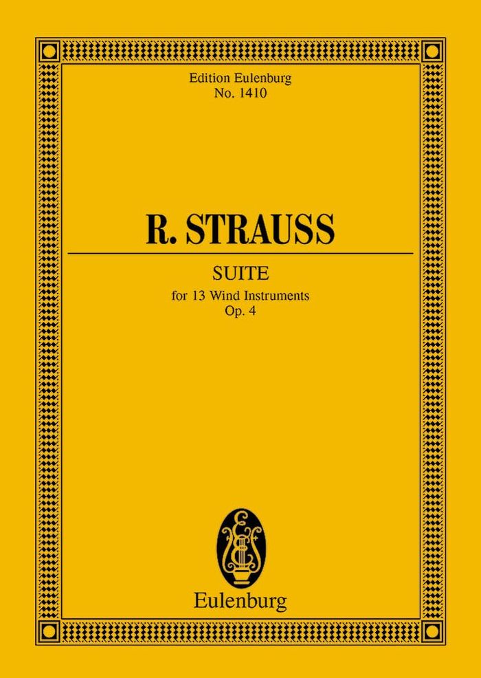 Couverture du livre « EULENBURG MINIATURE SCORES - SUITE SI BEMOL MAJEUR - POUR 13 INSTRUMENTS A VENT. OP. 4. TRV 132. 2 F » de Richard Strauss, librairie Les Contes Infusés à Corte