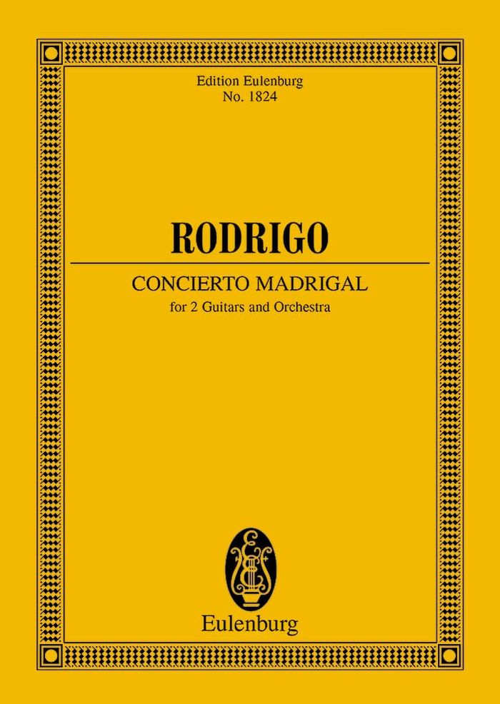 Couverture du livre « EULENBURG MINIATURE SCORES - CONCIERTO MADRIGAL - 2 GUITARS AND ORCHESTRA. PARTITION D'ETUDE. » de Joaquin Rodrigo, librairie Les Contes Infusés à Corte