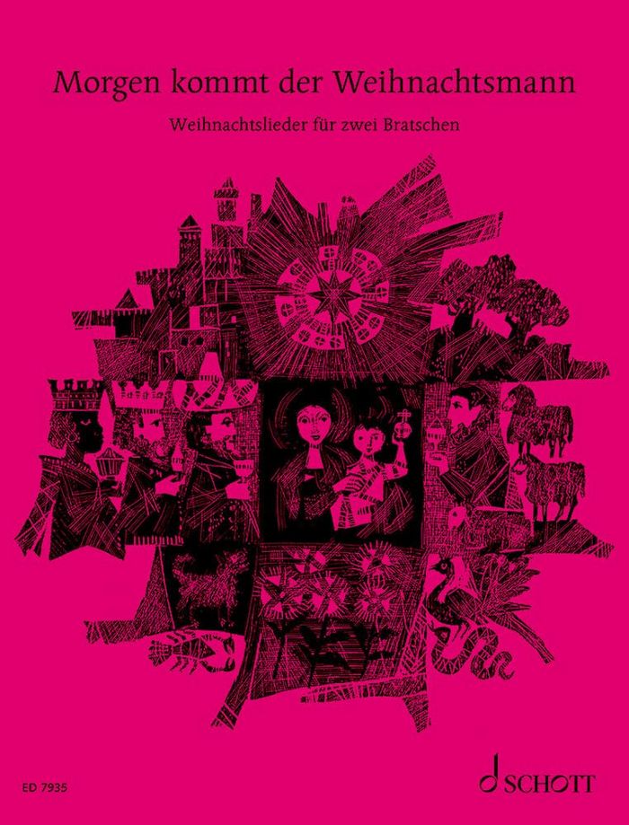 Couverture du livre « MORGEN KOMMT DER WEIHNACHTSMANN - 33 CHRISTMAS SONGS. 1-2 VIOLAS, GUITAR AD LIBITUM. » de Wilfried Blecher, librairie Les Contes Infusés à Corte